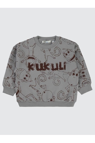 Civil Boys Empirme Kukuli Baskılı 2-5 Yaş Sweatshirt Gri