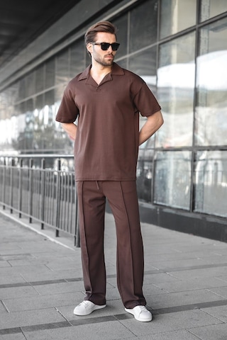 Madmext Acı Kahverengi Polo Yaka Erkek Alt Üst Takım E7356 Acı Kahverengi
