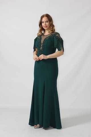 Moda Berray 80099 İşlemeli Püsküllü Büyük Beden Uzun Abiye Siyah