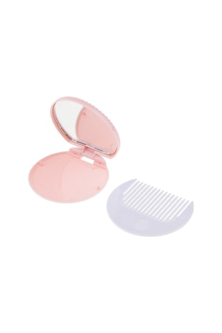 Suntek Taraklı Yuvarlak Cep Makyaj Aynası Pembe 2'li