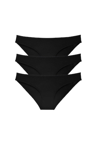 Kapamarka 3 Adet Süper Eko Set Likralı Kadın Slip Külot Siyah Siyah