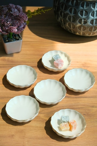Kütahya Porselen Bone Luz Kase Altın File 6 Parça 8cm Bnlzf08kss220 Ekru