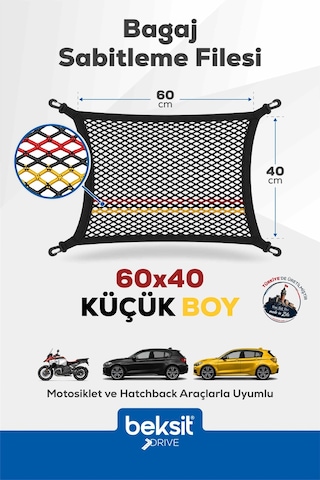 Beksit Drıve Mercedes, Audi, Opel Model Özel Renkli Tasarım Bagaj Sabitleme Filesi (40x60 cm) (Almanya)