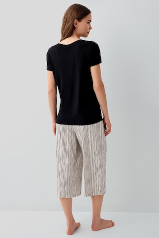 Pierre Cardin 9189 Modal Pamuk Cepli Kısa Kol Kapri Kadın Pijama Takımı Siyah