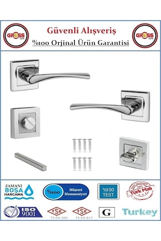 Bravo Rozetli Wc Banyo Kapı Kolu - Mat Nikel - 1 Takım Ön Ve Arka