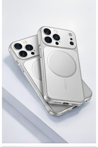 Apple Uyumlu iPhone 13 Pro 17 Görünümlü Magsafeli Kamera Lensli Kılıf Silver