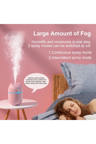 Vkemall Minik Pembe Ultrasonik Nemlendirici: Sessiz Çalışma, 2 Sprey Modu, Renkli Gece Lambası, Usb Besleme - Ofis/ev/araç İçin