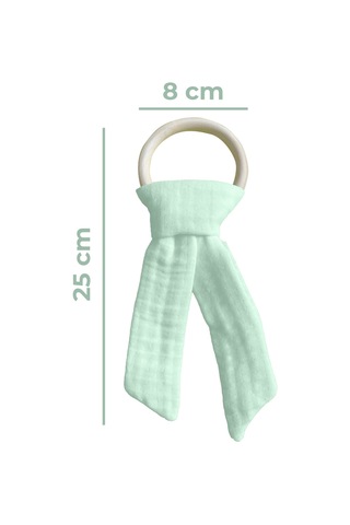 Pamuk Muslin Bebek Diş Kaşıyıcı Yıkanabilir Ahşap Mint Mint Yeşili
