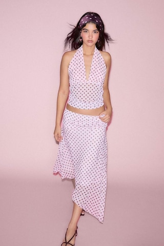 Defacto Fıtted Puantiye Halter Yaka Tül Pembe Bluz H5916ax26smpn440 Pembe-pn440