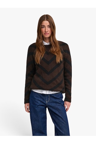 Only Onlelıza L/s Pullover Knt Noos Kadın Kahverengi Kazak - 15191792