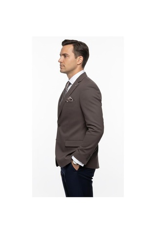Plus Scorpion Erkek Slim Fit Ceket Likralı Fitilli Kumaş, Çift Düğmeli Tek Yırtmaçlı Modern Tasarım Antrasit