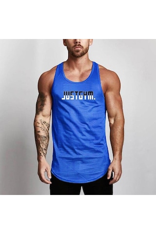 Mavi Muscleguys Yaz Erkek Kolsuz Fitness Yeleği Antrenman Koşu Sporları Rahat Nefes Alabilen Atlet Üstleri Mavi