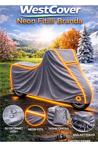 Arora Max Pro 250 Uyumlu Neon Fitilli-trncu Su Geçirmez Motorsiklet Brandası