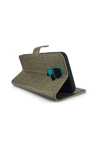 Huawei Mate 30 Lite Kılıf FitCase Fabric Kapaklı Cüzdanlı