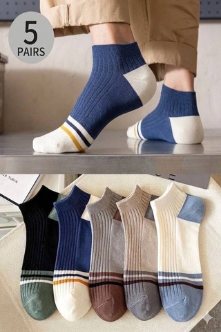 Worthy Socks 5 Li Erkek Patik Çorap Seti 5 Çift Çok Renkli