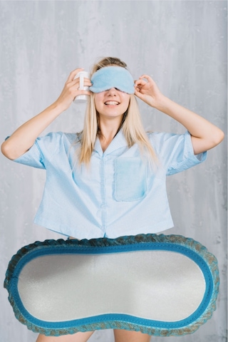 Pembecin Uyku Göz Bandı Maskesi Işık Önleyici Gözlük Maske Bant Eye Mask Mavi Beyaz