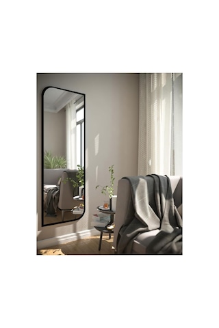 Siyah Çapraz Oval Dekoratif Boy Duvar Aynası,siyah 50x150 Diğer