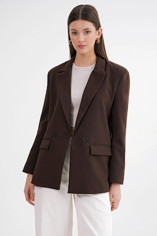 Mixray 4516 Kadın Bezayağı Blazer Ceket Kahve