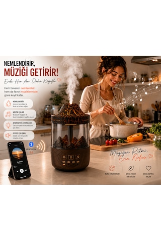 Ortam Nemlendirici, Bluetooth Hoparlör Ve Gece Lambası Bir Arada