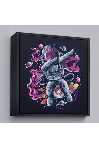 Çerçeveli Dans Eden Astronot Kanvas Tablo-5069