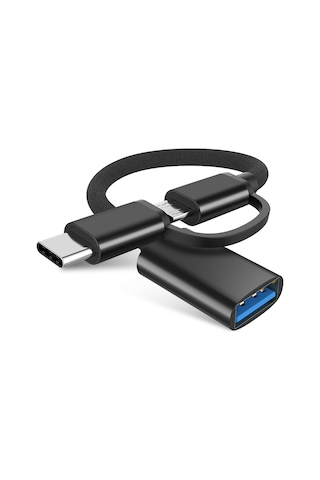Microcase 2In1 Type C To Micro Usb 3.0 Otg Adaptör - Siyah Al2598