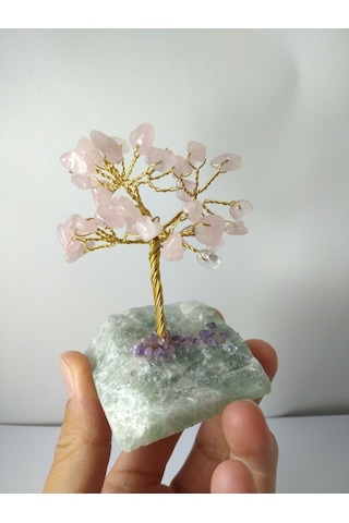 Pembe Kuvars Taşı Hayat Ağacı Biblo / Doğaltaş Ağaç Biblo (546687013)