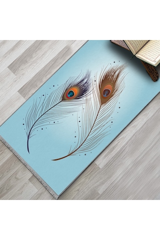 Evaşk Namazlık Dokuma Halı Kaymaz Muslumana Seccade 80 x 130 TURKUAZ EVAŞK406D80