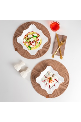 Porsima Porselen 2li Sunumluk Kahvaltılık Mini Tabak Seti 19x21cm