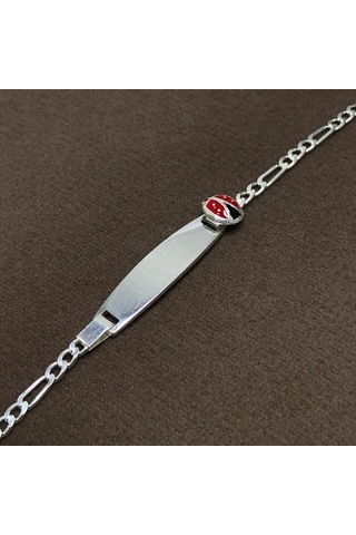 Uğur Böceği İsimli Gümüş Bebek Künyesi Çocuk Bileklik Csb03