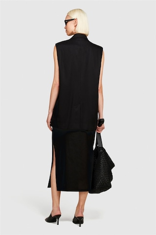 Sisley %100 Pamuk Astar Maskülen Kesin Geniş V Yaka Kruvaze Yelek Kadın Siyah Yelek - 324p283glj00ı