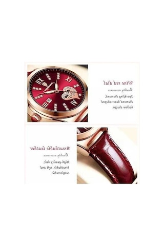 Novahub Kırmızı 2024 Kadın Saat Moda Deri Romantik Lüks Bayan Izle Su Geçirmez Kuvars Tarihi Marka Kol Saati Kırmızı