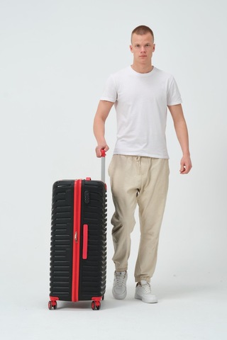 Keo-plus Siyah-kırmızı Büyük Boy Silikon Kırılmaz Pp Valiz Siyah - Kırmızı