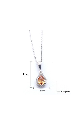 Ferizz Zirkon Taşlı Su Damlası Gümüş Kolye Gk-337