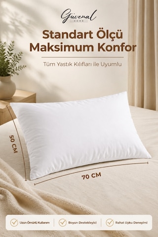 Fluffy 4'lü Silikon Elyaf Dolgulu Yastık Set 800 Gr Ultra Yumuşak Dolgun 50x70 Cm - 4 Adet Yastık Beyaz