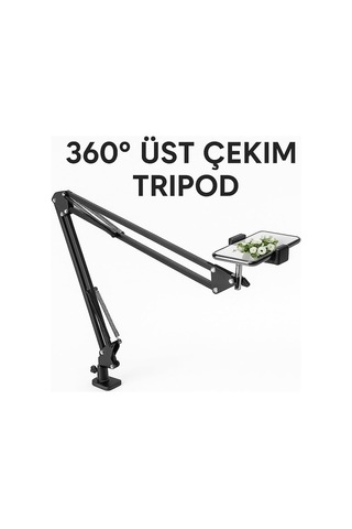 Akrobat Telefon Tablet Standı Masa Yatak Kenarı Ayarlanabilir Metal Çift Kol