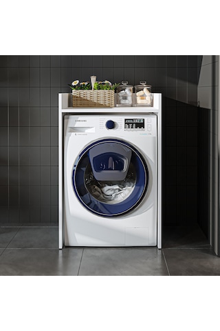 Çamaşır Kurutma Makinesi Dolabı Kapaksız Banyo Dolabı 65 Cm Beyaz Mat Beyaz