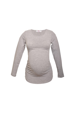 Luvmabelly 2301-2309 Pamuklu Uzun Kollu Hamile T-shirt Gri