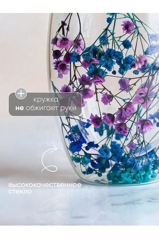 Prof Kuhna Çift Tabanlı Ve Çiçek Desenli Cam Kupa 300 Ml 227118384 Violet