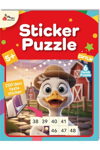 Playever Sticker Puzzle - Çiftlik, Çıkartmalı Yapboz Etkinlik Kitabı