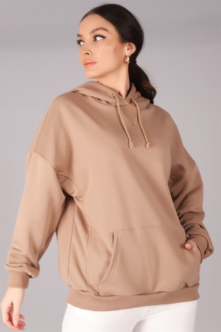 Sweetness Kadın Bej Kapüşonlu Sweatshirt Bej