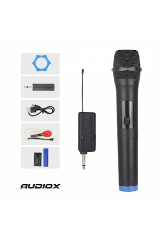 Audıox Tm-100 Şarjlı Uhf Telsiz El Mikrofonu Kablosuz Mikrofon, 6.35 Mm Jak Alıcılı, 3.5 Mm Uyumlu, Sahne, Karaoke, Sunum Ve Anons Uyumlu