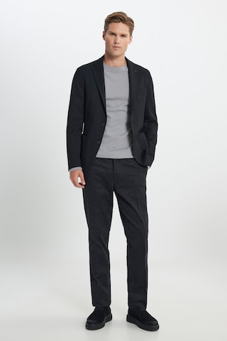 Ac&co Erkek Sıyah Slim Fit Dar Kesim Mono Yaka Beli Bağlamalı Diagonal Desenli Torba Cepli Takım Elbise Siyah