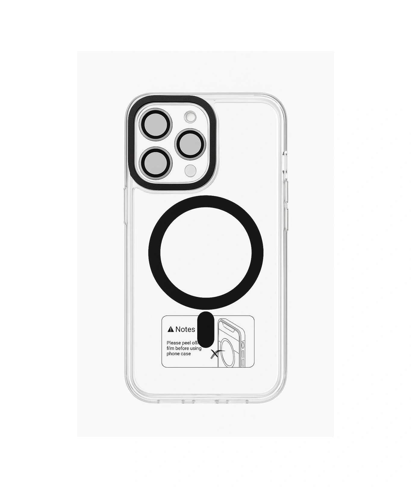 Apple Uyumlu iPhone 15 Pro Max Kılıf Kamera Korumalı Magsafe Şeffaf Siyah