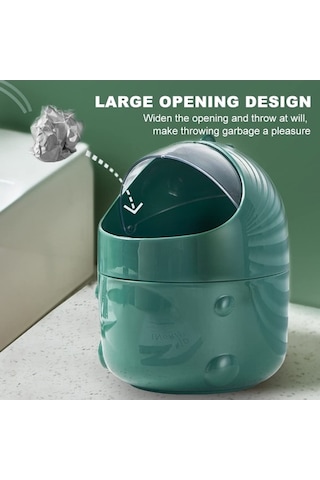 Fastbuy Mini Çöp Kutusu, Küçük Kapaklı Masaüstü Çöp Kutusu, Yeşil, Ofis İçin Masa Üstü Çöp Kutusu