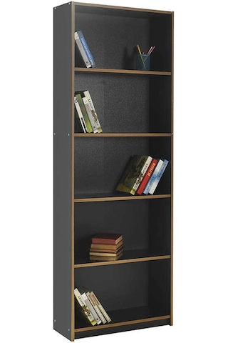 Modern 5 Raflı Kitaplık-antrasit-kontra 64x182x26 Cm Gxyxd