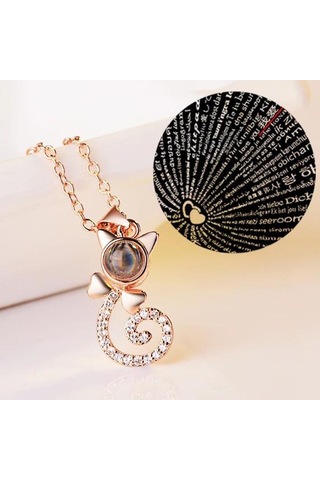 Saatcaddesi Sevgiliye Hediye 100 Dilde Seni Seviyorum Sevimli Kedi Kolye