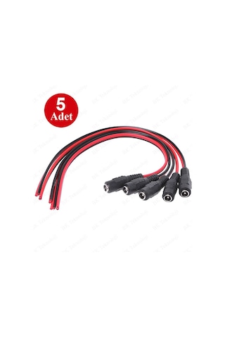 5 Adet 5.5x2.1mm DC 12V Dişi CCTV Led Güç Kablosu