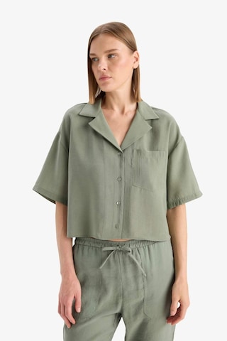 Defacto Loose Fit Ceket Yaka Modal Kısa Kollu Gömlek F0399ax25spgn460 Yeşil