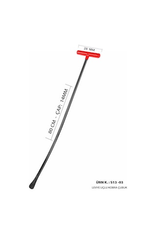 80 Cm 14 Mm Çap Levye Uçlu Kobra Boyasız Göçük Düzeltme Çubuğu, Pdr Çubuk - S13-03