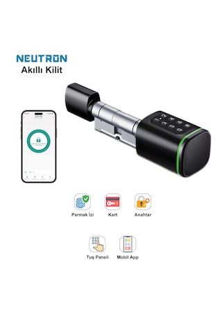 NEUTRON NTL-SC-02FKPB PARMAK İZİ, ŞİFRE, KARTLI AKILLI KAPI KİLİDİ SİYAH